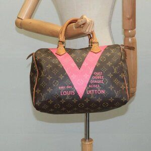 LOUIS VUITTON Monogram V Line Speedy 30 Hand Bag Pink LV Auth 111392A
